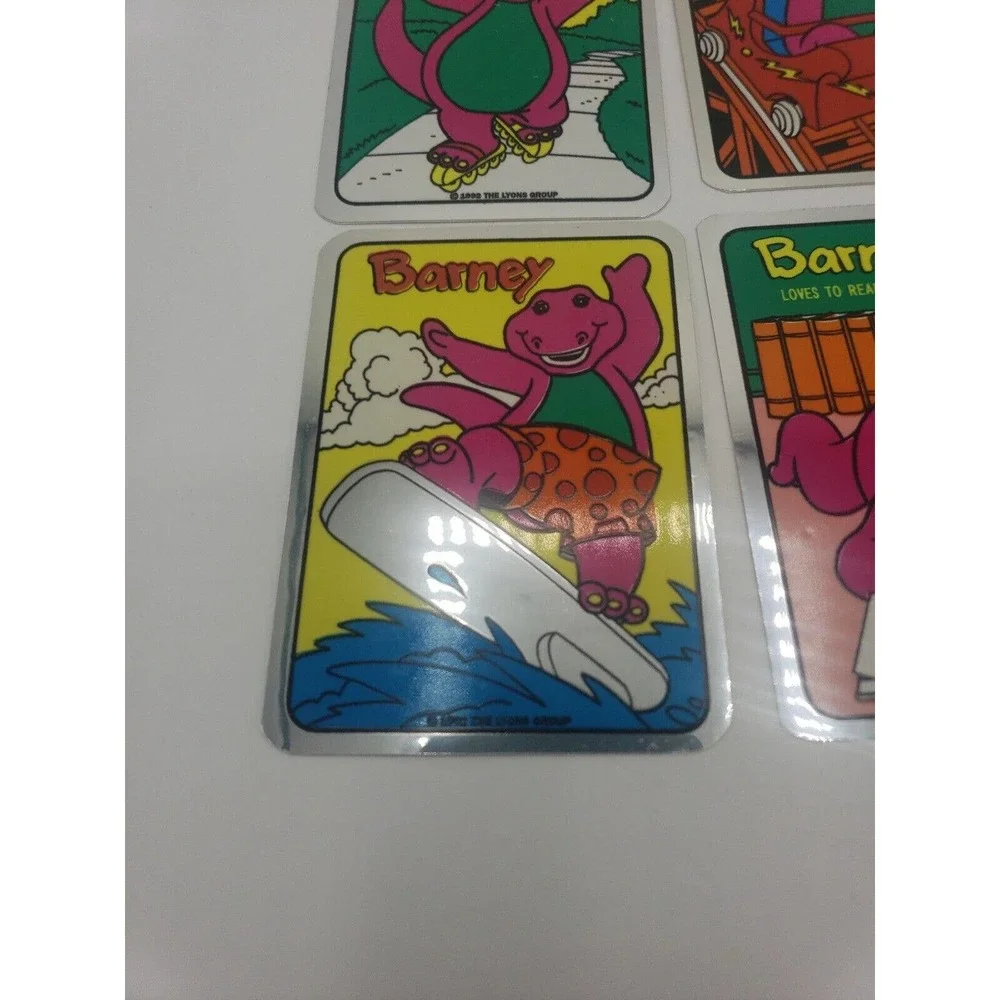 Vintage Stickers Lot of 4 BARNEY FOIL MYLAR Vending Machine Sticker VTG 1992